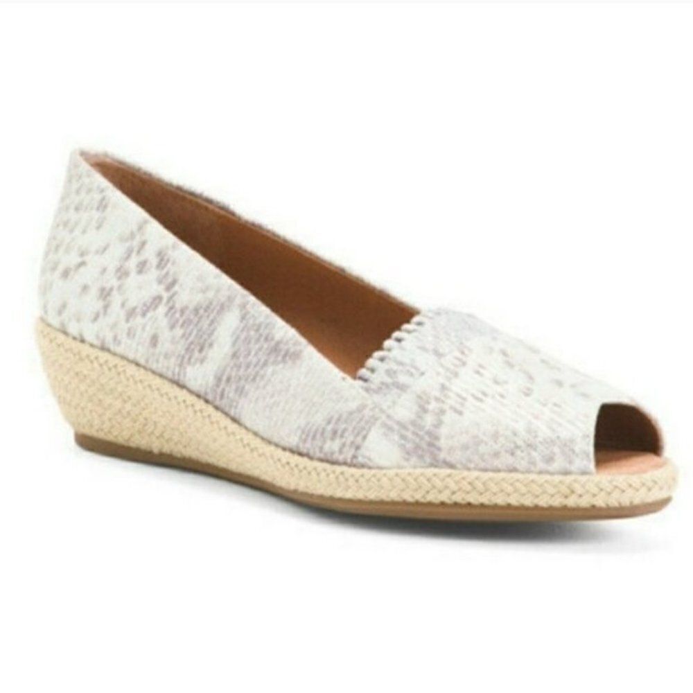 Gentle Souls Lissa Wedge Espadrille Sandal Gray NEW